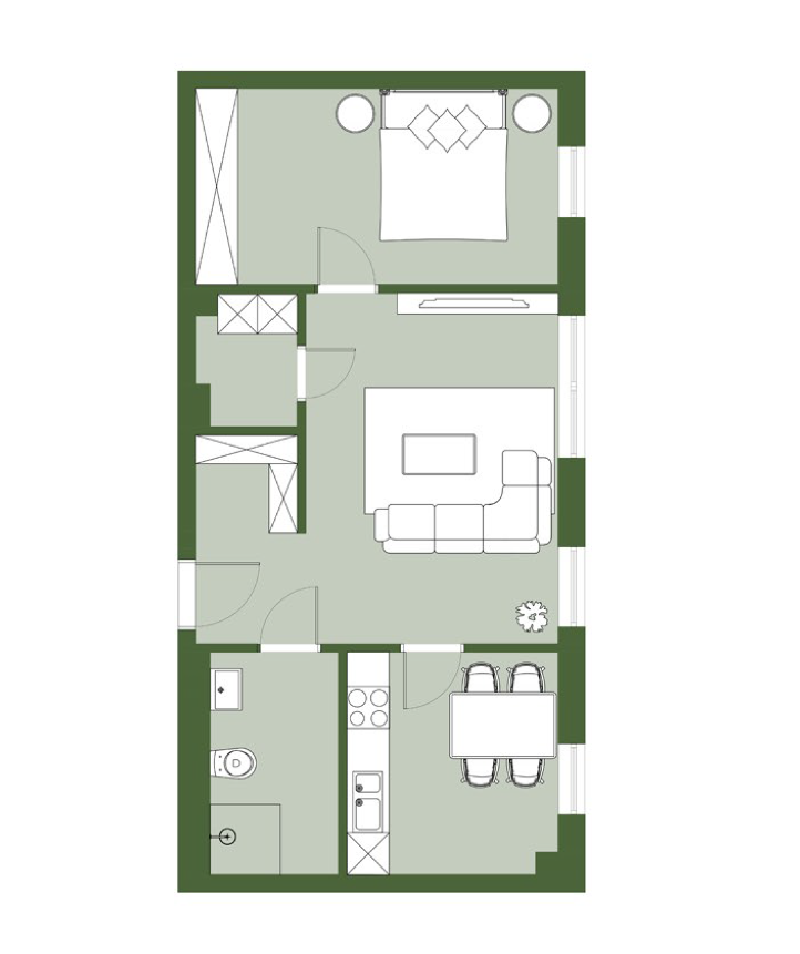 2 Zimmer 1.Obergeschoss Grundriss 2-Zimmer-Wohnung Neubau Beimoorweg Ahrensburg